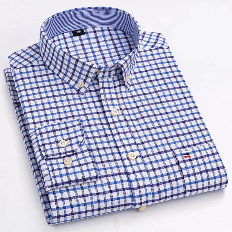 Camisa Masculina Mini Xadrez Color Manga Longa