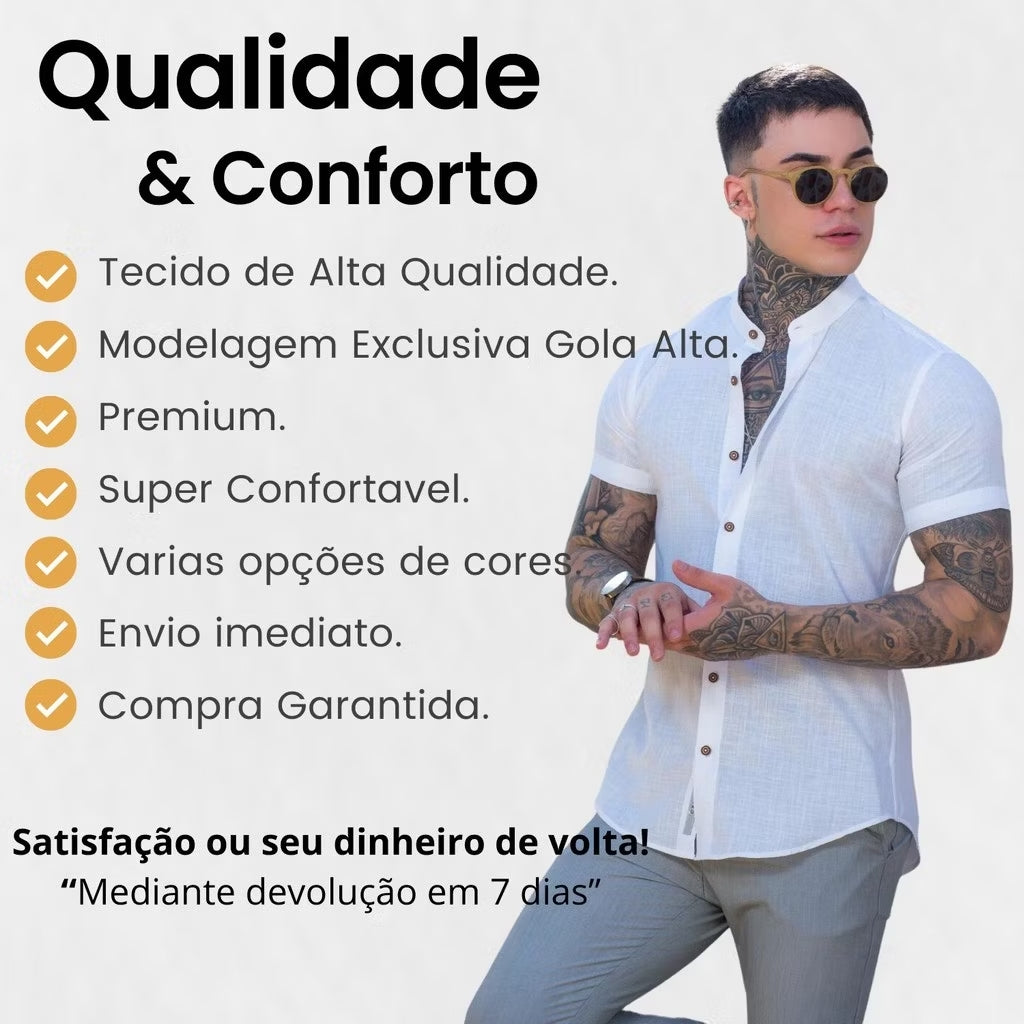 Fourman Riviera – Camisa de Linho Gola Alta(compre 1 leve 2)
