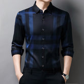 Camisa Masculina de Seda Casual Xadrez