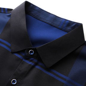 Camisa Masculina de Seda Casual Xadrez