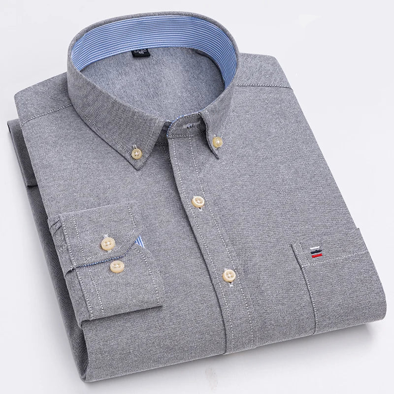 Camisa Masculina Oxford Manga Longa